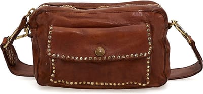 CAMPOMAGGI Leren Schoudertas Bowling Bag Cognac Bruine