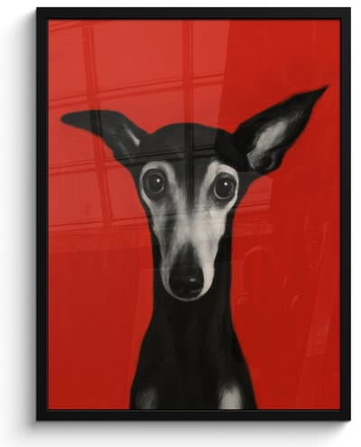 Poster in lijst - Fotolijst 50x70 cm - Posters - Windhond - Minimalistisch - Rood - Posterlijst zwart - Decoratie - Wanddecoratie woonkamer - Muurdecoratie slaapkamer