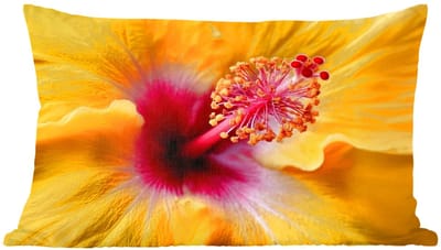 Sierkussens - Kussentjes Woonkamer - 60x40 cm - Geel - Hibiscus - Tropisch