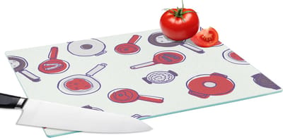Glazen Snijplank - 39x28 - Patroon - Koken - Pan - Eten - Snijplanken Glas