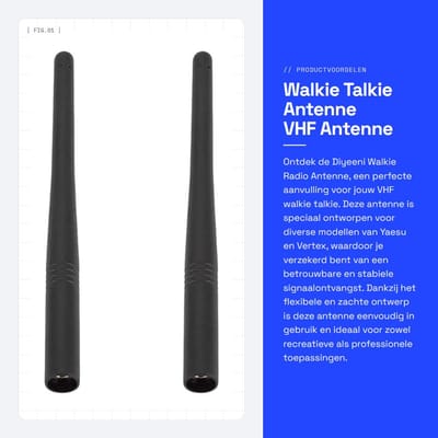 Dailygoods- Walkie Talkie Antenne 2 Stuks - Flexibele VHF Antenne - Geschikt voor Yaesu/Vertex - Stabiel Signaal - Hoogwaardig Materiaal - 15,5 cm Lengte
