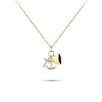 Halsketting 14K Gold Plated Hangers Geloof Hoop en Liefde Zirkonia | Verstelbaar 42 + 8 cm | Jonline