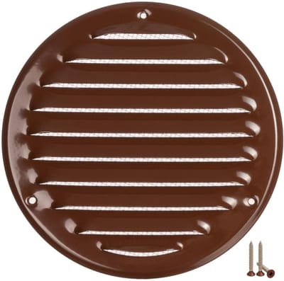 Ventilatierooster Metaal Rond - Afvoerrooster Insectenwering - Ventilatie Afvoer - Met Insectenbescherming - Ø 125 mm - Bruin