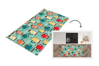 Keukenloper - Loper keuken - Patronen - Thee - Theepot - Vintage - 120x60 cm - Keukenloper vinyl