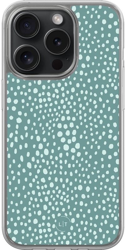 Hoesje geschikt voor iPhone 15 Pro - Blue dots - 2in1 backcover - Gestipt - Blauw - Leuke Telefoonhoesjes