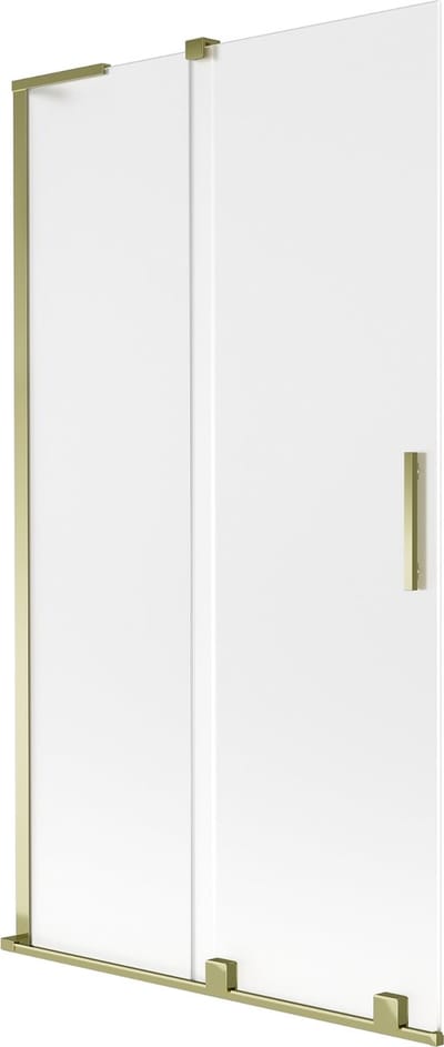 Mexen Velar L badwandpaneel 2-delig schuifbaar 100 x 150 cm, ijsbloem, goud - 896-100-003-31-50