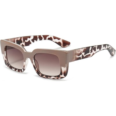 Lunettes de soleil rectangulaires tendance pour femmes Rétro Imprimé léopard Protection UV400 Mode Carrées Lunettes de soleil pour hommes et femmes as picture
