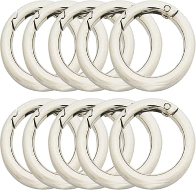 10x 50mm Ronde Karabijnhaken D-Ringen voor Sleutelhangers en DIY Accessoires