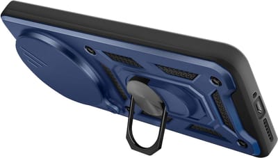 Mayaxess, Hoesje voor Honor Magic 8 Lite met Schuifbare Camera Cover en Magnetische Ring, Nachtblauw