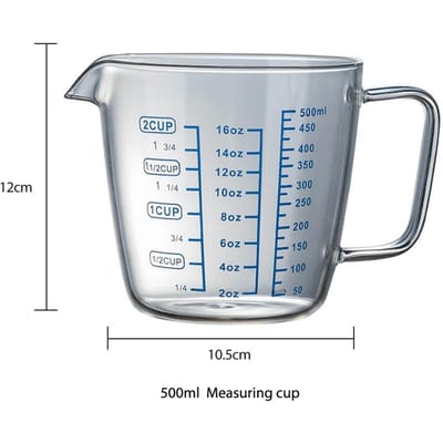 250500ML Tasse à Mesurer en Verre Haut Borosilicate Échelle Liquide Mesure Four à Micro-ondes Verre de Cuisson Outils de Mesure pour la Maison
