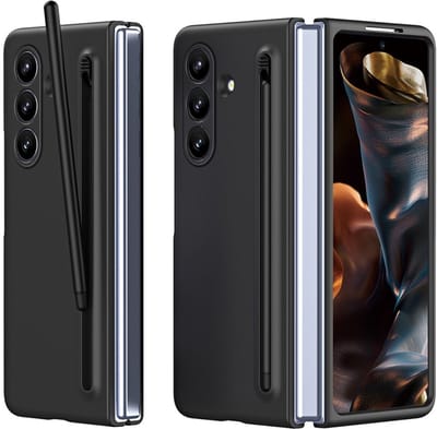 Lunso Geschikt voor Samsung Galaxy Z Fold 7 backcover hoes met Stylus & screenprotector - Zwart