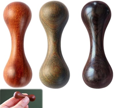 3 stuks-Mini halters - houten halters - vingertop halters - vingermassagers - speelgoed - geschikt voor massage - ontspanning - groen - rood - 6*2*2 cm
