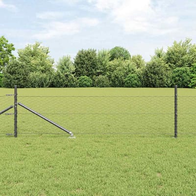vidaXL - zeshoekig - gaasgek - met - palen - 10 - x - 0,4 - m - PVC-Coated - Staal - Grijs