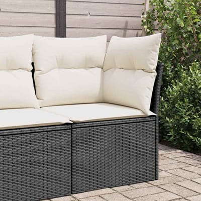 vidaXL - Tuinhoekbank - met - kussens - poly - rattan - zwart
