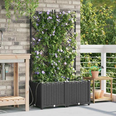 vidaXL - Plantenbak - 2 - st - Zwart - 80 - x - 40 - x - 142 - cm - PP