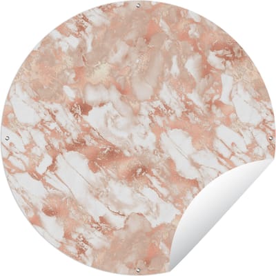 Tuincirkel Marmer - Rosé - Wit - Luxe - 60x60 cm - Ronde Tuinposter - Buiten