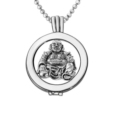 Quiges - Munthouder met Ketting en Munt 25mm Boeddha - Zilverkleurig - EPRHZ036