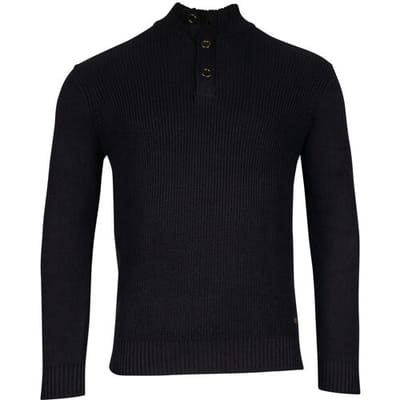 Baileys Trui Uni Color Half Zip Buttons Front Fisherman Rib Tight Knit Navy / male