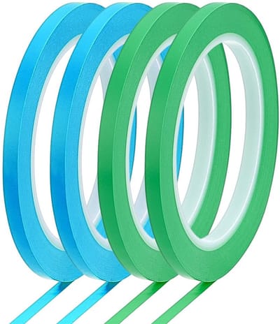 Dailygoods- Maskeertape Hoge Temperatuur - Fijne Lijntape - Dunne Tape - PVC - 4 Rollen - 6 mm × 33 m - Verftape