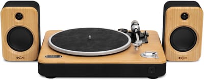 House of Marley Stir It Up 2 Bluetooth Platenspeler met Passieve Speakers - Home Audio - LP Speler - Vinyl - Auto-stop - Anti Skating - Ingebouwde Voorversterker - FSC goedgekeurd Bamboe hout - Audio Technica Element
