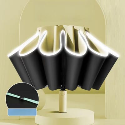 Grote Winddichte Reflecterende Gestreepte Omgekeerde Automatische Paraplu voor Mannen en Vrouwen, 20-ribs Paraplu, Zon Regen Luxe Zakelijke Auto Tr white