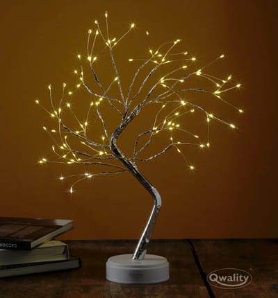 Qwality® Twinkling Boom – Zilveren Boompje Verlichting - LED Lamp Boom – Decoratie Lichtboom – Lampjes Boom – LED Tree Nachtlampje – Boompje – Vouwbaar – Cadeau voor Haar – 50 cm