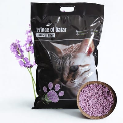 Cat Litter Prince of Qatar® | lavendel | Tofu kattenbakvulling (12l = 5kg) | Milieuvriendelijke & Biologisch afbreekbaar | Klontvormend