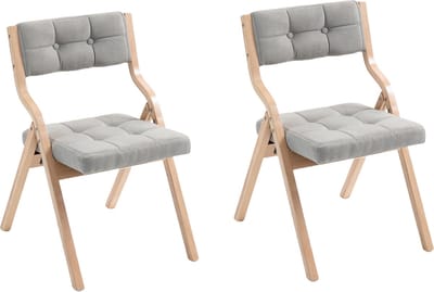 Eetkamerstoelen Vouwstoelen met Kussen, Houten Gevoerde Vouwstoelen 2 Pak, Draagbaar en Gemonteerd Vouwbare Eetkamerstoel voor Gasten Keuken Kantoor Bruiloft en Feest, Grijs