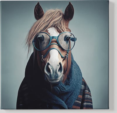 Canvas Schilderij Dieren - Intellectueel Paard - Wanddecoratie - 40x40x2 cm