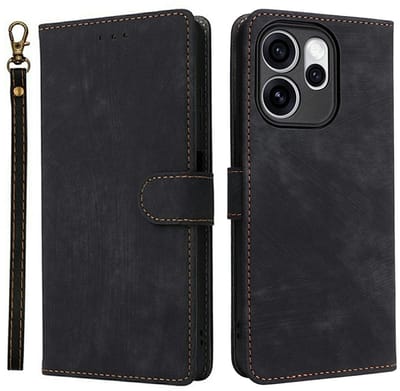Coverup Hoesje - Geschikt voor OPPO Reno15 Pro Hoesje - Coverup Book Case met Koord - Zwart