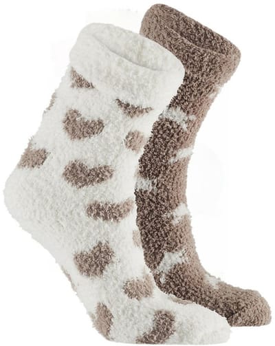 Apollo bedsokken / huissokken - kinderen - 2-pack - beige/wit - one size - Slaapsokken - Slofsokken