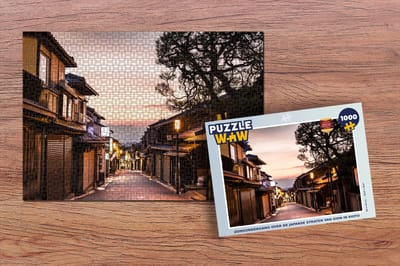 Puzzel Zonsondergang over de Japanse straten van Gion in Kioto - Legpuzzel - Puzzel 1000 stukjes volwassenen