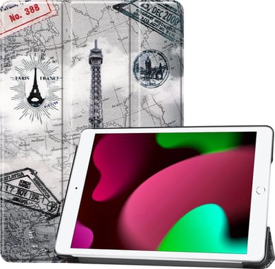 Hoesje - Geschikt voor Apple iPad 9 (2021) - 10.2 inch - 9e Generatie - Dun & Stevig - Trifold Bookcase - Hard Cover - Hardcover Book Case - Tablet Hoes - Eiffeltoren