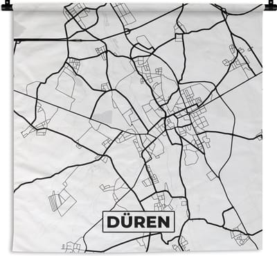 Wandkleed - Wanddoek - Düren - Stadskaart - Plattegrond - Kaart - 180x180 cm - Wandtapijt