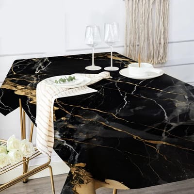 Zwart Gouden Marmeren Tafelkleed Rechthoekig Vlekbestendig Tafelkleed Oliedoek Tafelkleed Waterdicht Tafelkleed Decoratie 90x140cm