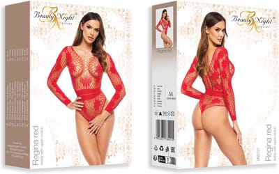BN Regina Body van Netstof en kant Rood- S/L Onesize - Valentijn