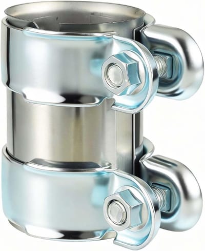 Exhaust connector Ø 55 mm, dubbele uitlaatklem van roestvrij staal, stevige bevestiging voor uitlaatsystemen, L: 95 mm