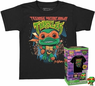 Funko Pocket Pop! & Tee (Child): Teenage Mutant Ninja Turtles Mutant Mayhem - Michelangelo Vinyl Figure and T-Shirt (L)