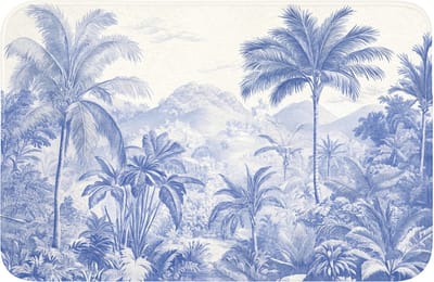 Badmat 60x40 cm - Antislip - Tropisch - Jungle - Blauw - Badmatten voor badkamer - Badkamermat - Douchemat - Badkamer mat