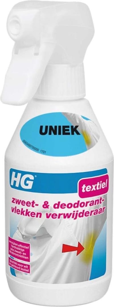 HG zweetvlekkenverwijderaar - 250ml - geschikt voor alle kleuren textiel