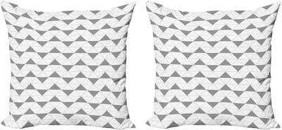 ABAKUHAUS decoratieve kussenhoes met grijze pijl, 2 stuks, Modern Accent dubbelzijdige digitale print, 40x40 cm, lichtgrijs en wit
