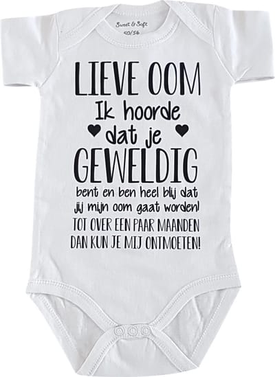 Baby romper met tekst korte mouw cadeau voor zwangerschap aankondiging bekendmaking Lieve aanstaande Oom worden ontmoeten