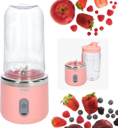 Draadloze blender - Smoothie maker - Blender To-Go - Compact - Verwijderbare beker - Met afsluitbare drinktuit - USB-C oplader - 300ML inhoud - Roze