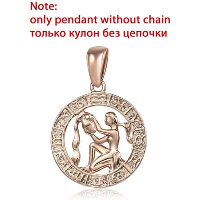 Trendsmax 12 Sterrenbeeld Sterrenbeelden Hangers Kettingen Voor Vrouwen Mannen 585 Rose Goud Mannelijke Sieraden Mode Verjaardagscadeautjes GPM16 beige