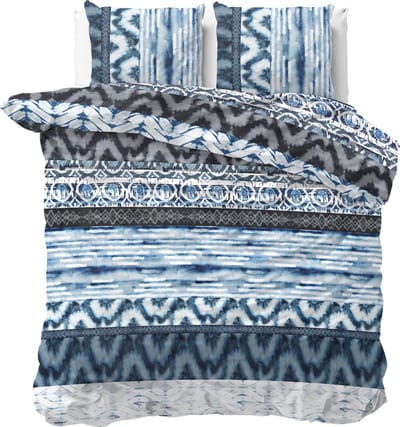 Sleeptime Shibori Retro - Dekbedovertrekset - Lits-Jumeaux - 240x200/220 + 2 kussenslopen 60x70 - Blauw