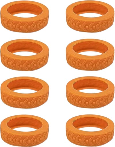 8 stuks siliconen kofferwielbeschermers – voorkomt krassen op vloer en vermindert geluid bij rollende koffers en bagage - Oranje