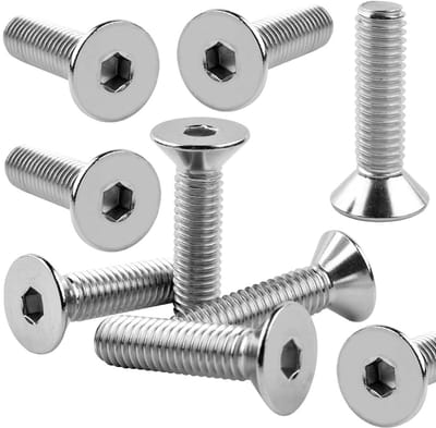 Set van 100 lenskop schroeven met zeskantige inbus en flens M4 x 10 mm, roestvrijstalen mechanische schroeven, volledig schroefdraad, ideaal voor machinebouw en constructie