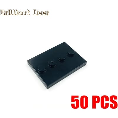 50 STKS Stadsfiguren Standaard 3X4 Stippen Basisplaat Met 4 Knoppen Display Houder DIY MOC Bouwstenen Accessoire Stenen Onderdelen 88646 black