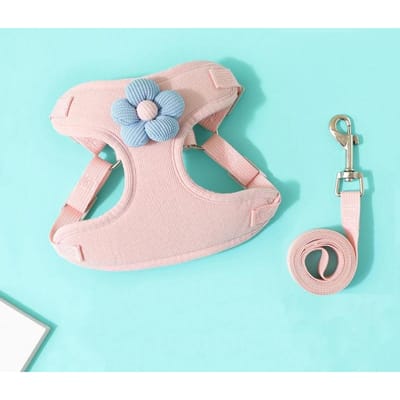 Huisdier Hondentuig met 1,2m Lijn Set Huisdier Halsband Lijn Buiten Wandelen Voor Puppy Katten Franse Bulldog Chihuahua S roze