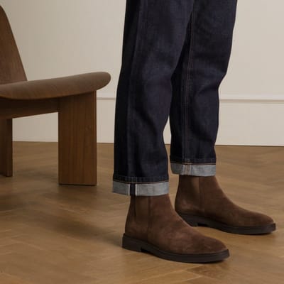 Manfield - Heren - Bruine suède chelsea boots - Maat 42